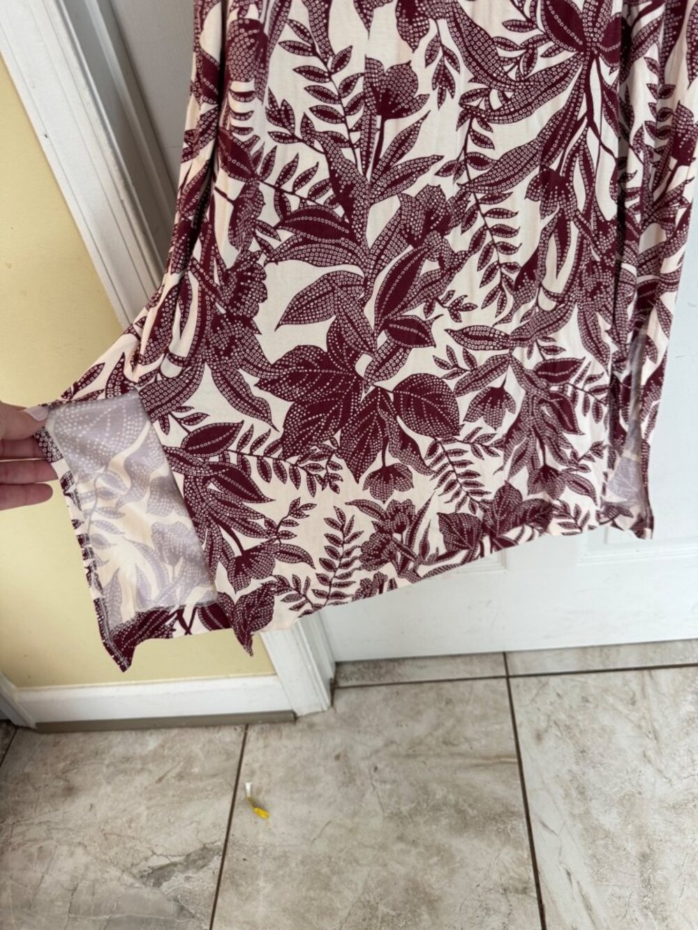 Soma Soft Jersey Caftan Palms Tropical Dress Maxi Pockets Built In Bra Large NWT - Picture 15 of 16